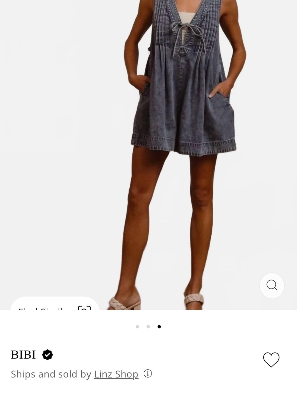 BiBi Washed Light Blue Denim Sleeveless Tunic
